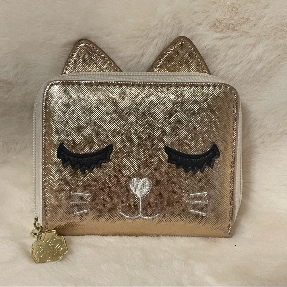 Rose gold Betsy Johnson cat wallet